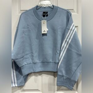 adidas Women's XL Future Icons 3-Stripes Crew Sweatshirt Wonder Blue NWT